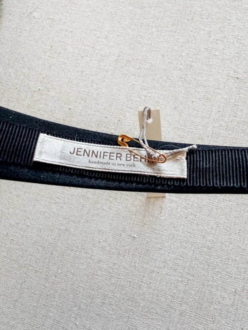 Jennifer Behr Black Satin Padded Headband Handmade in New York NWT